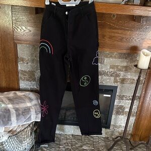 PacSun Black Pants with Vibrant Embroidery